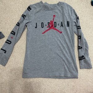 Jordan Kids Gray and Red Long Sleeve Tee